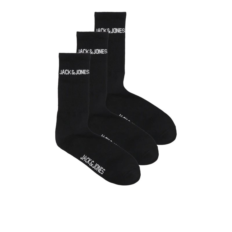 Pack de 3 Calcetines Jack & Jones Hombre | Color Negro | Confort Algodón | Calcetines Altos Deportivos