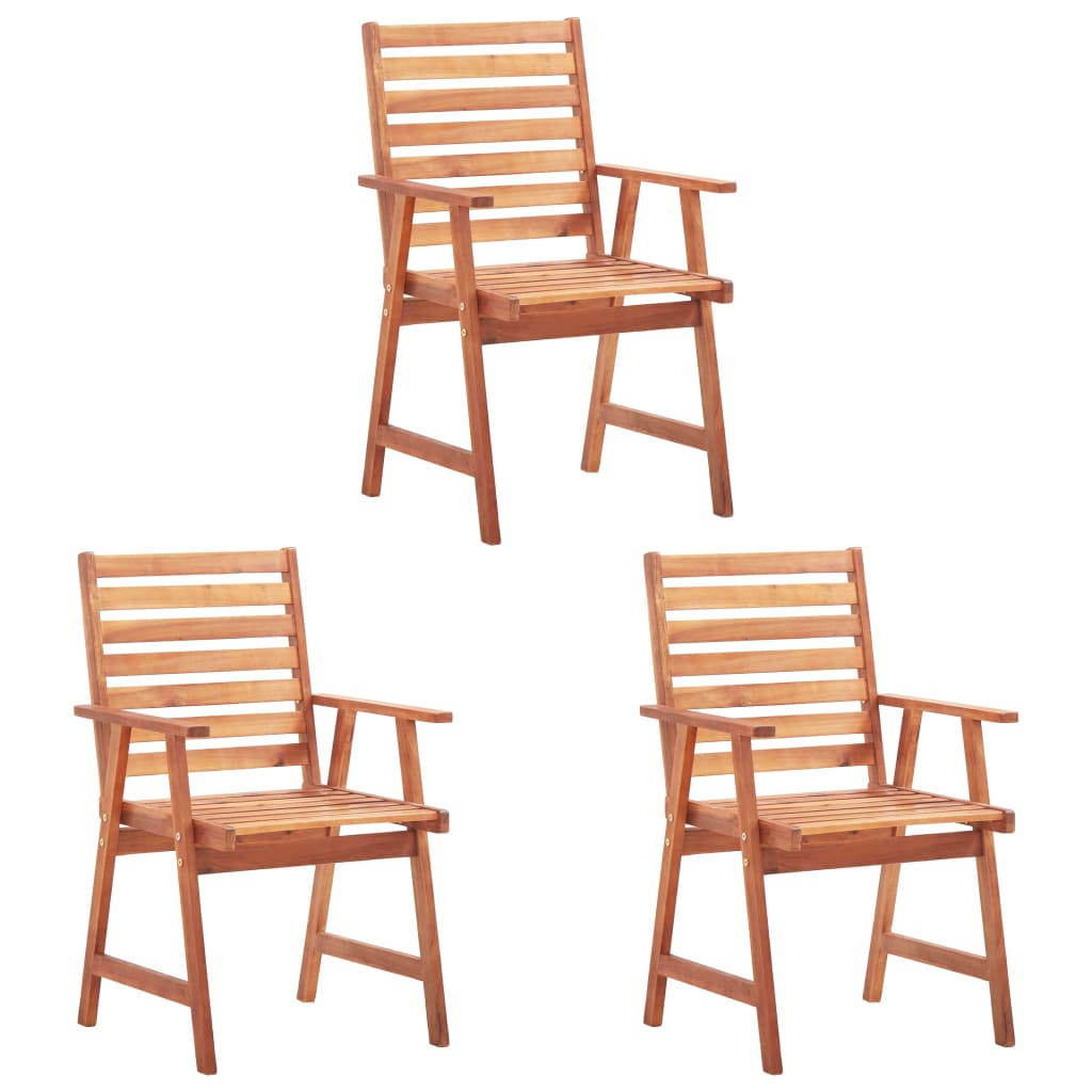 vidaXL Sillas de comedor de exterior 3 uds madera maciza de acacia