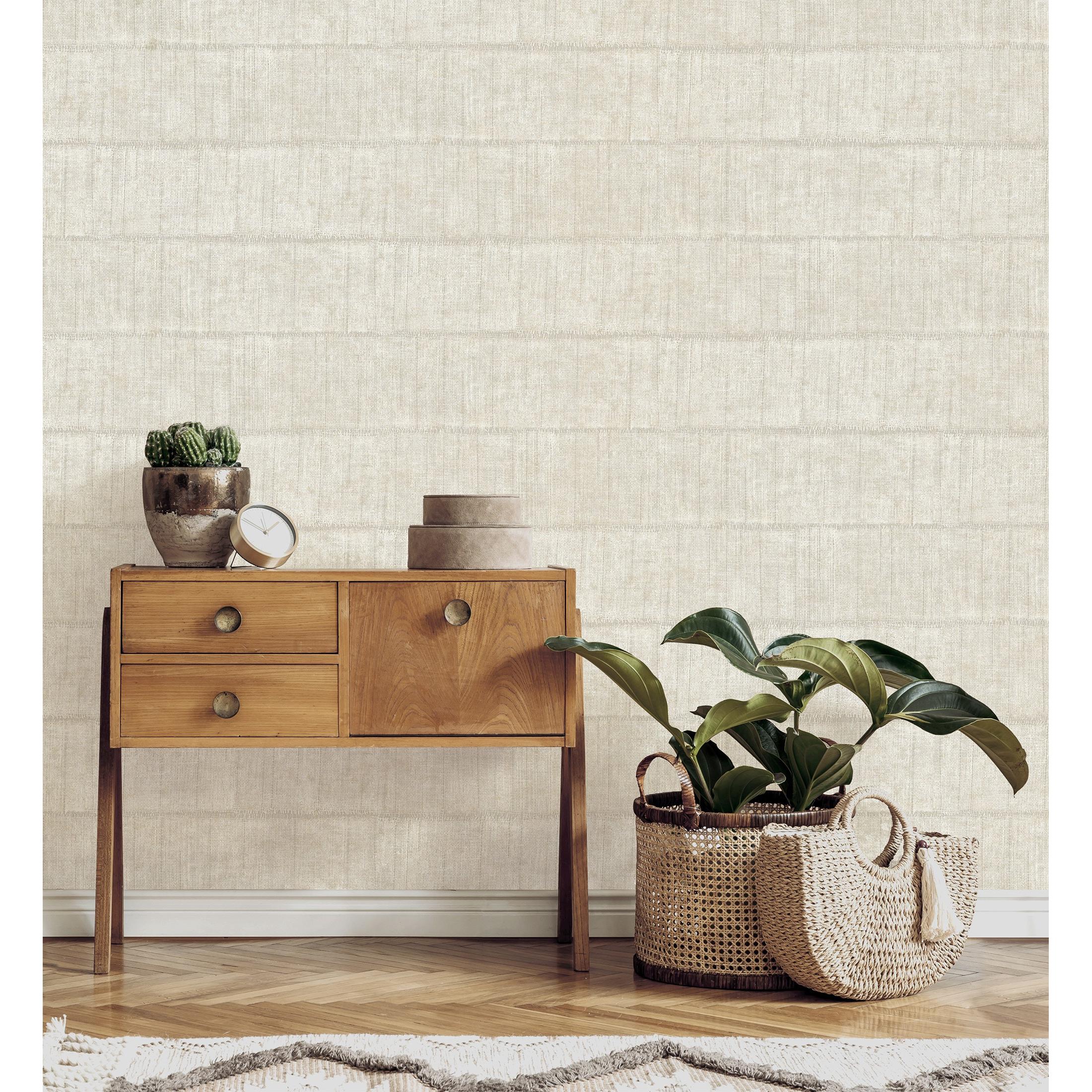 Papel pintado vinílico ecológico imitación tela de lino natural con textura - Shafira 682353 de GAULAN - Rollo de 10 m x 0,52 m