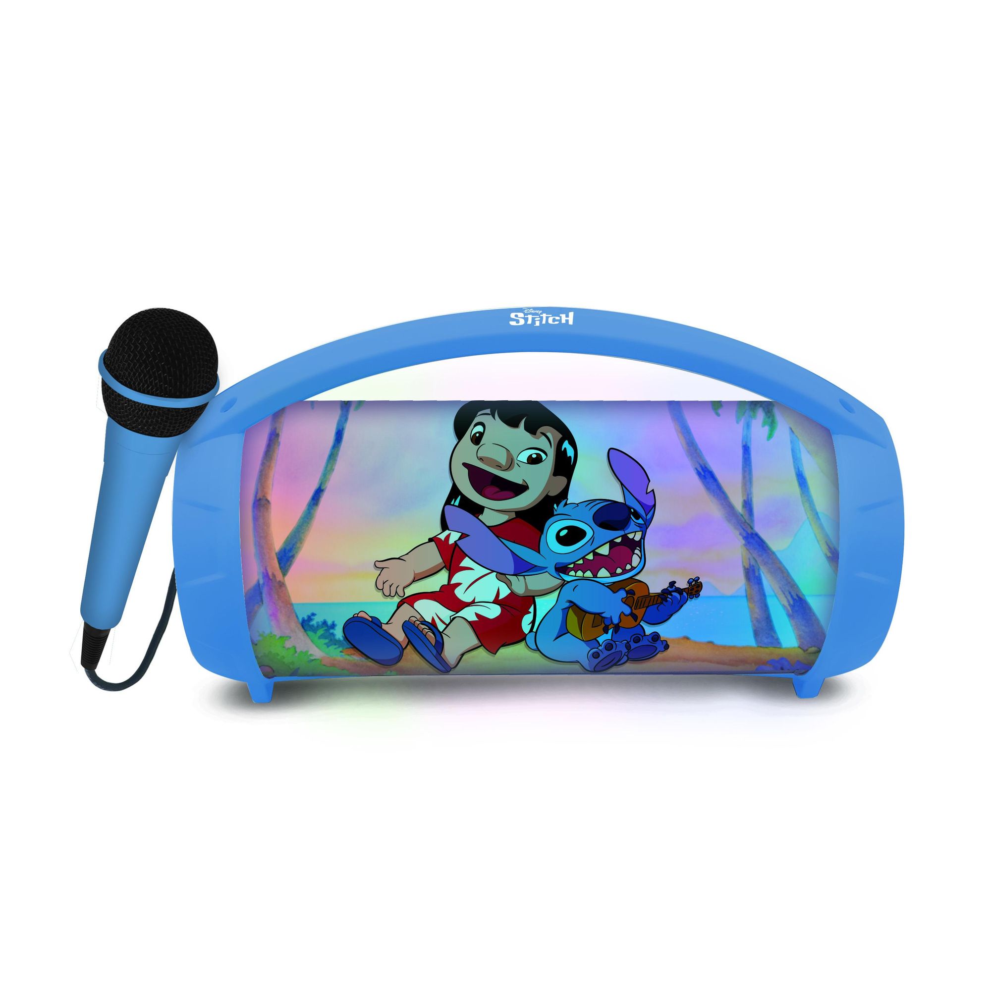 LEXIBOOK | Altavoz Bluetooth Con Micrófono Stitch con Sonido Estéreo, Función de Karaoke y Puertos USB, Ideal para Actividades en Familia