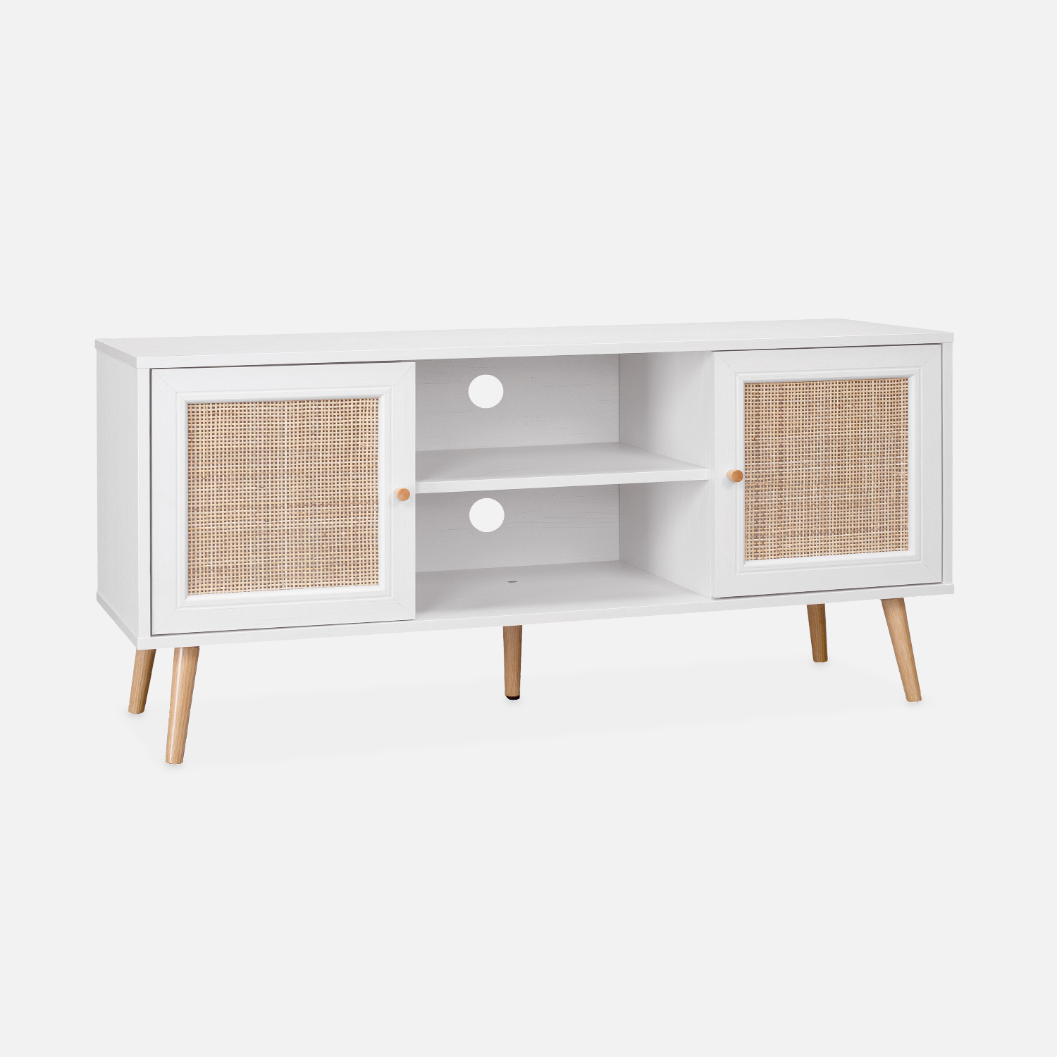 sweeek - Mueble TV de caña trenzada, 120cm , Boheme , 120x39x56