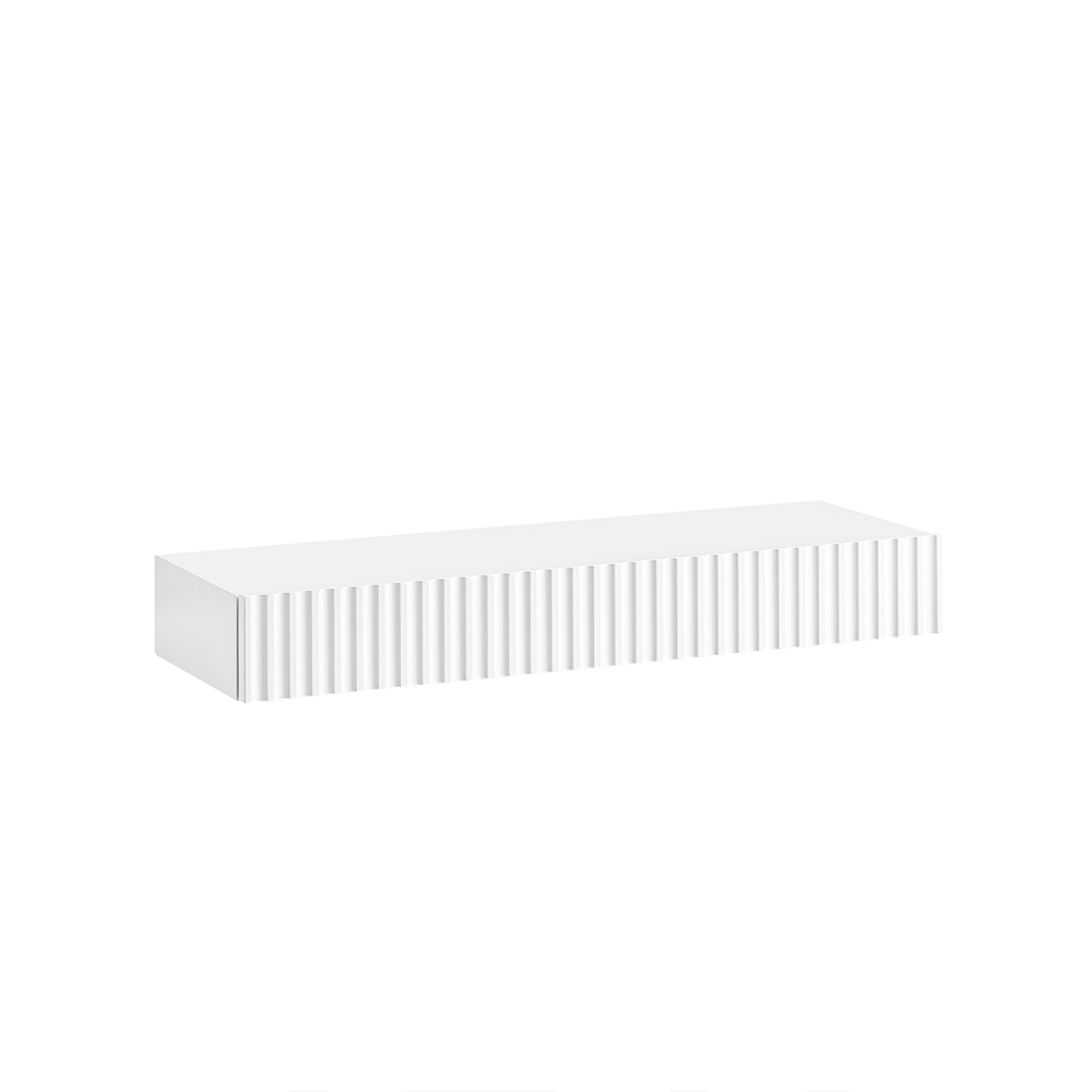 SoBuy Estante de Pared Flotante con Cajón y Luz LED, Blanco, 60x20x8 cm
