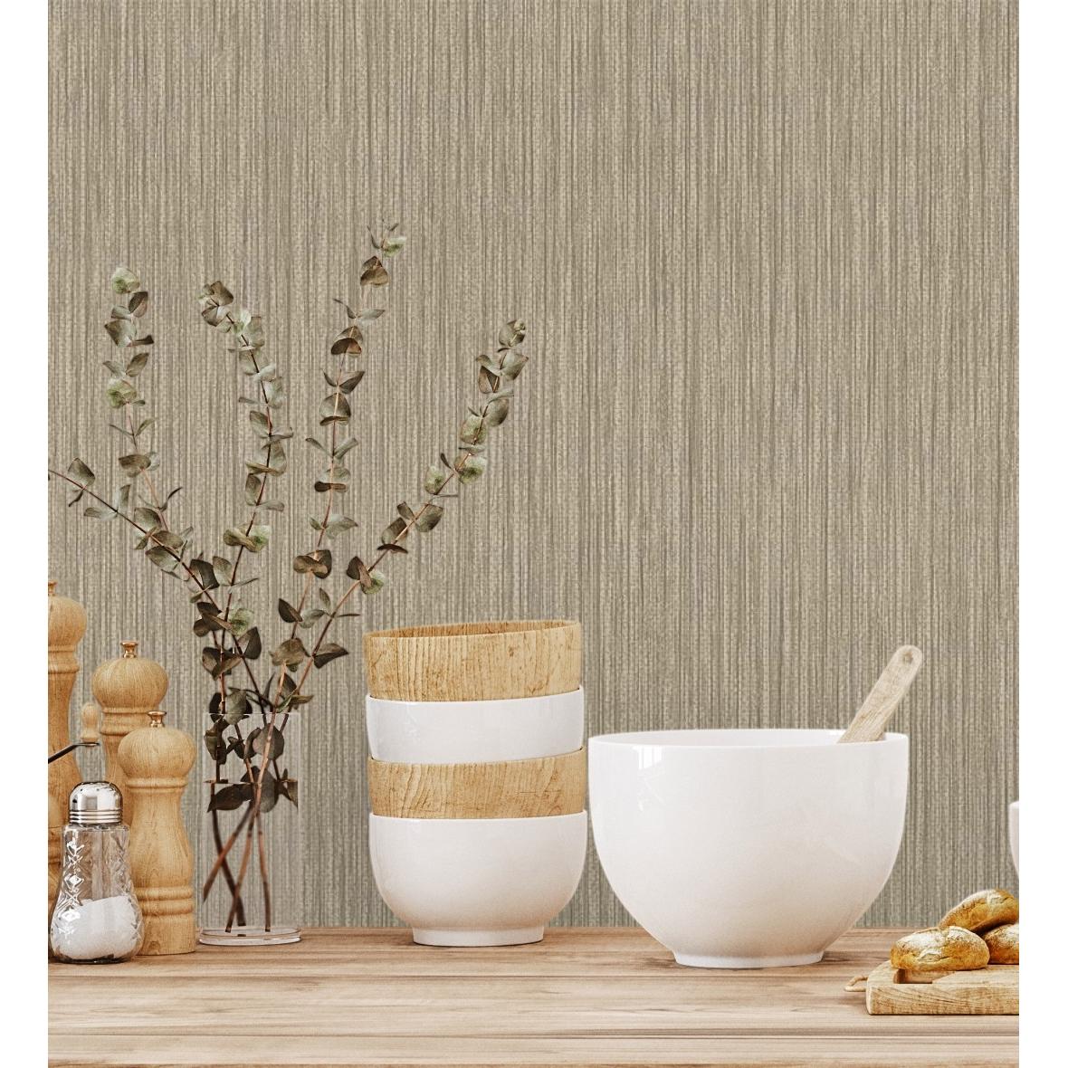 Papel pintado vinílico lavable efecto fibra vegetal con textura en relieve - Saratov Texture 676389 de GAULAN - Rollo de 10 m x 1,06 m