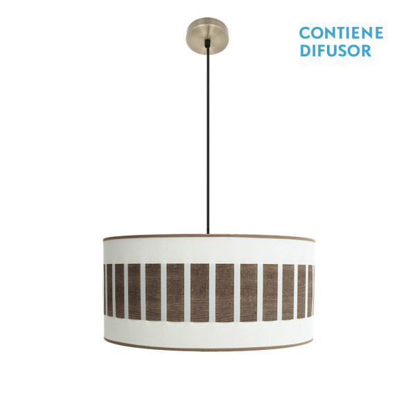 FABRILAMP Colgante Ivanna 2xe27 Cuero/blanco-madera Oscura Regx50x50 Cm