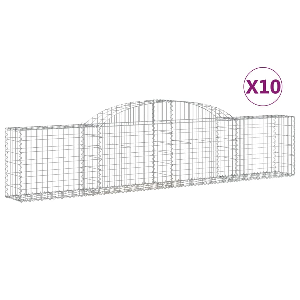 vidaXL Cestas de gaviones 10 uds forma de arco hierro Dimensiones 300 x 30 x 60/80 cm,  300 x 30 x 100/120 cm,  300 x 50 x 60/80 cm y mas