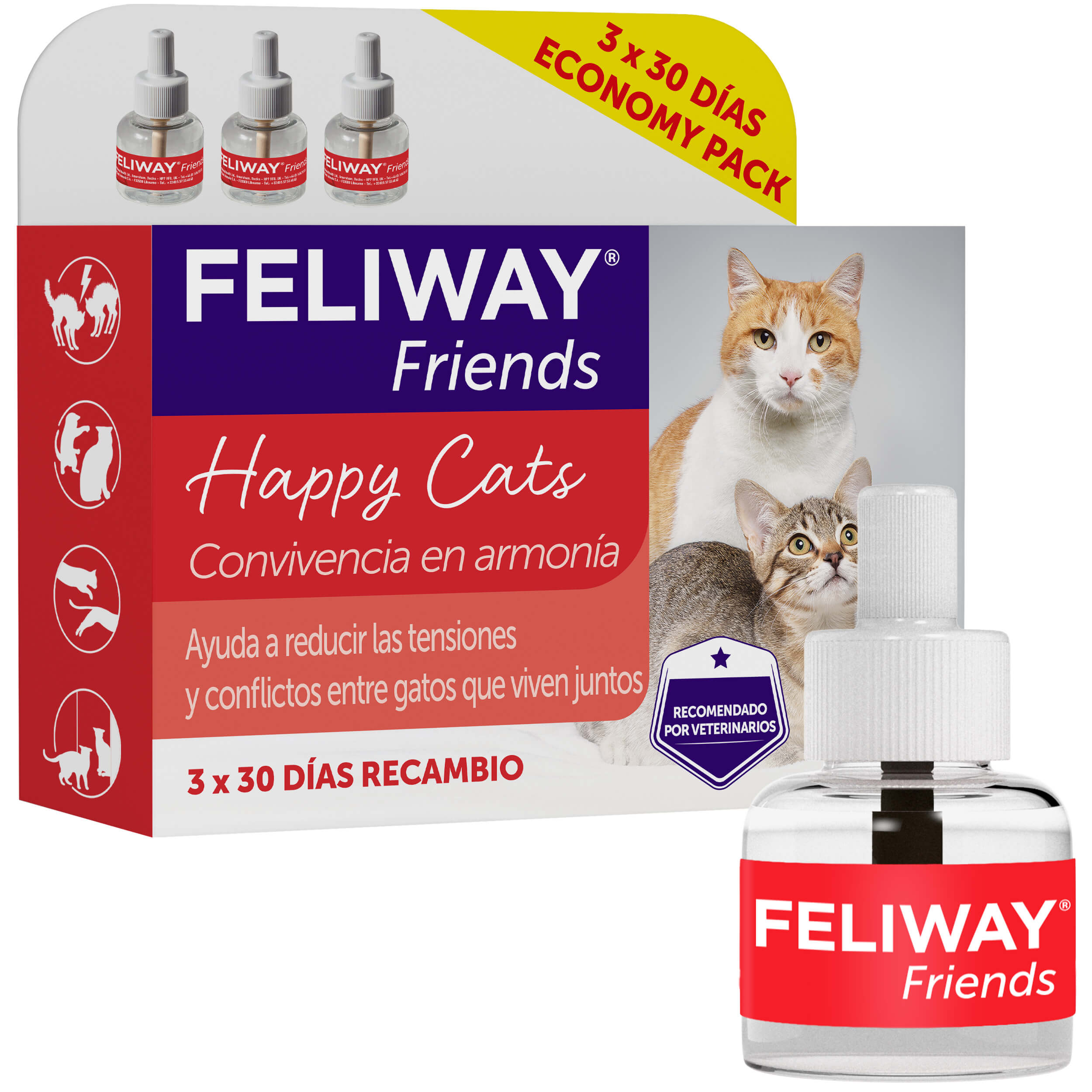 Ceva - Feliway Friends Gato Pack 3 Recambios