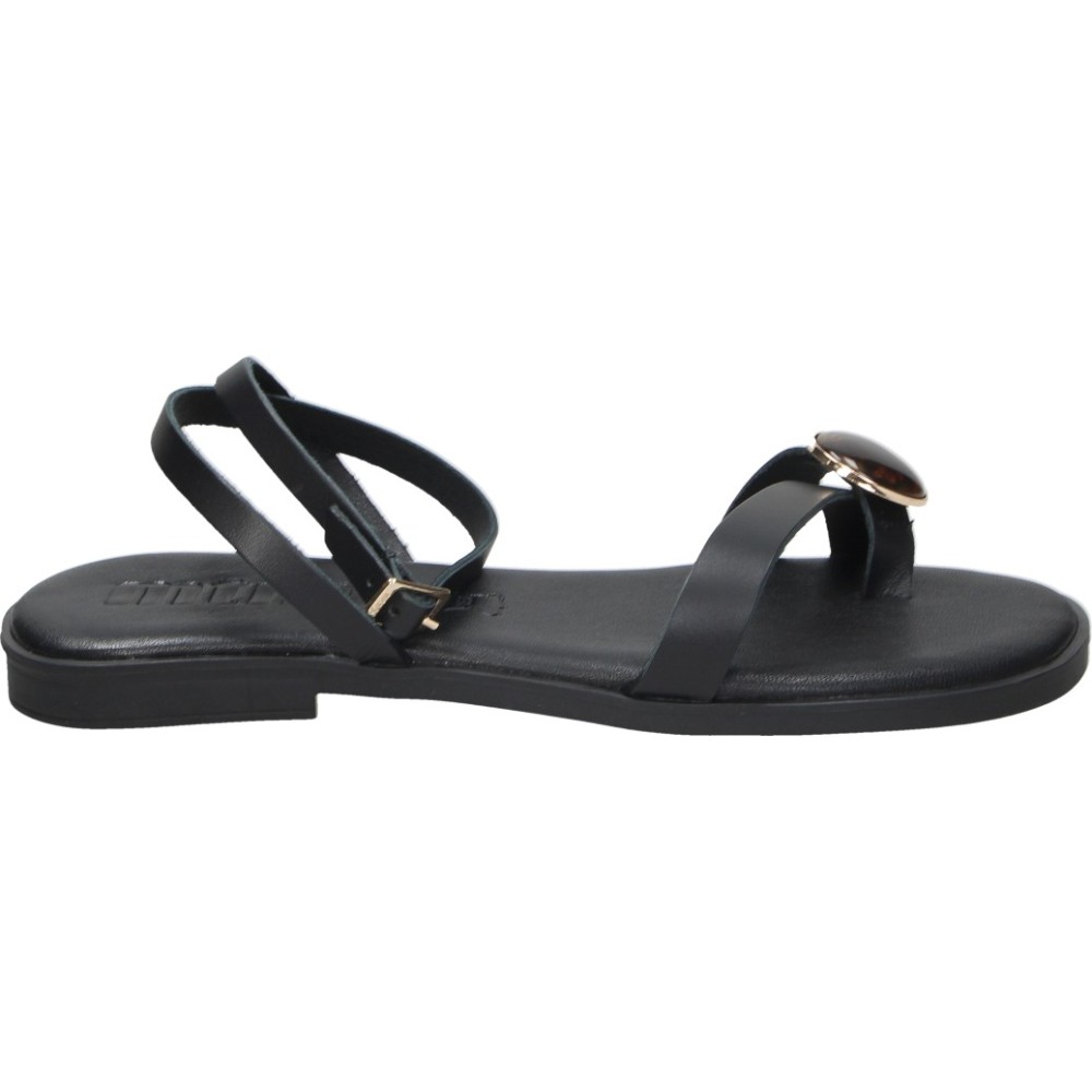 MTNG | Sandalias Planas Mustang Alysa para Mujer – Sandalia de Dedo en Color Negro con Abalorio en el Dedo – Sandalia de Verano con Cierre de Hebilla al Tobillo – Estilosas – Tecnología Comfort – Cómodas – Moda – Modelo 55931