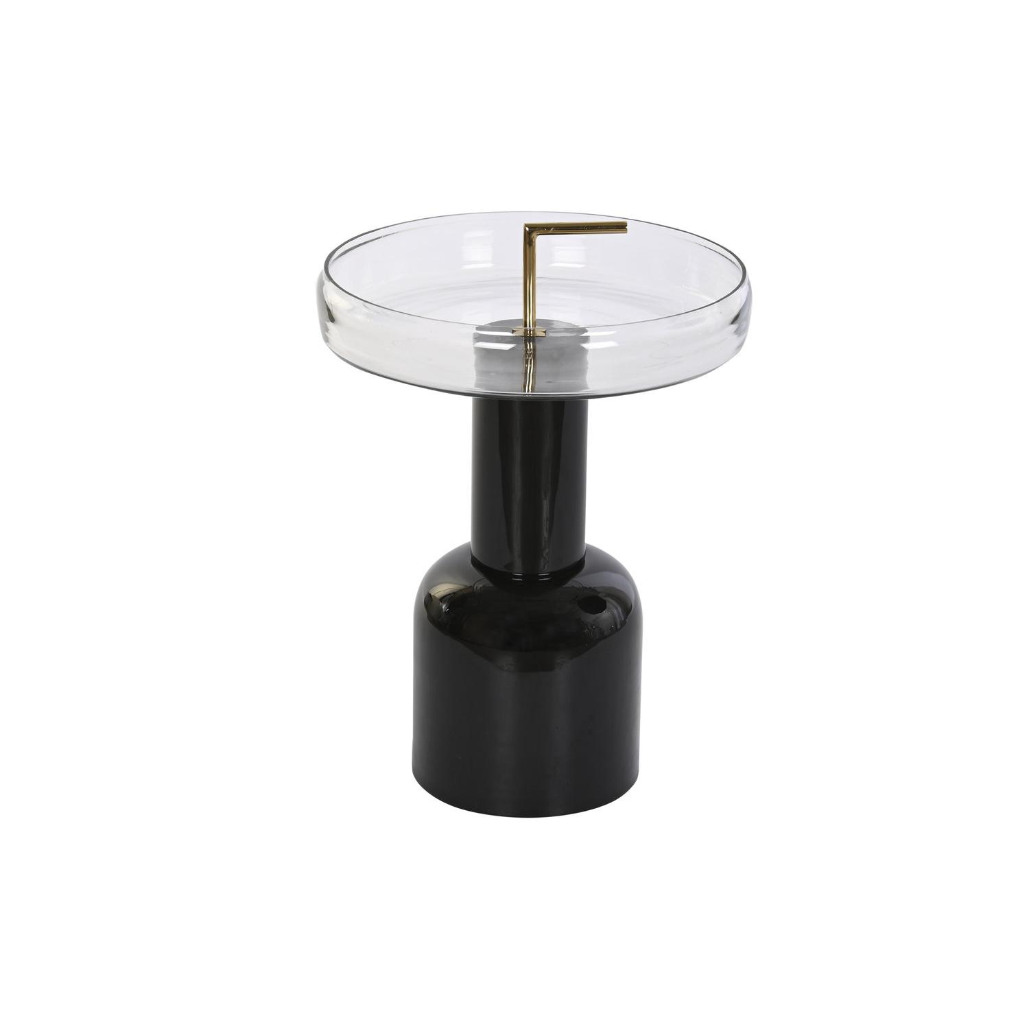 Mesita Auxiliar Cristal Hierro 41X41X57 Lacado - Fijalo - El mejor complemento para tu hogar.