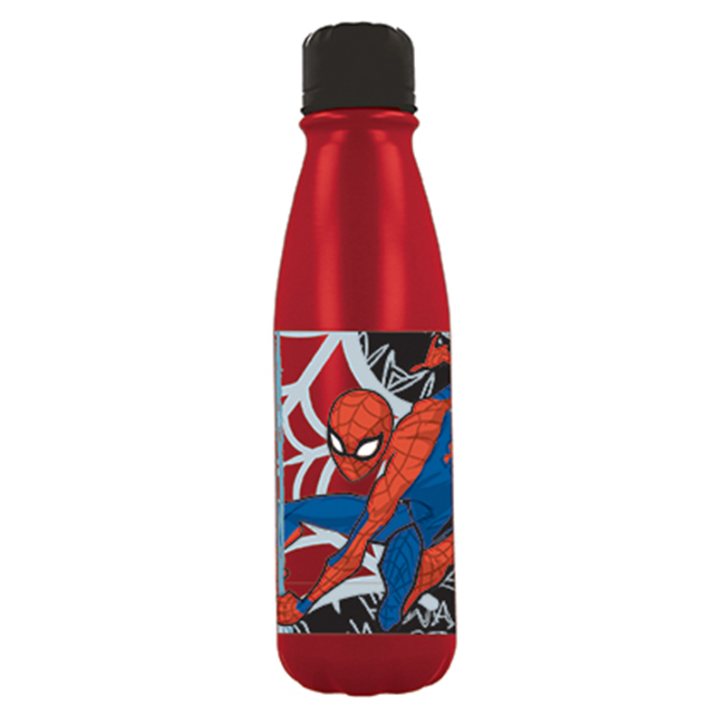 Botella de agua reutilizable de aluminio infantil de 600 ml de Spiderman