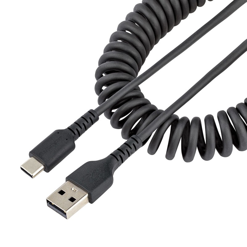 StarTech.com - Cable de 50cm de Carga USB A a USB C, Cable USB Tipo C Rizado de Carga Rápida y Servicio Pesado, Cable USB 2.0 A R2ACC-50C-USB-CABLE