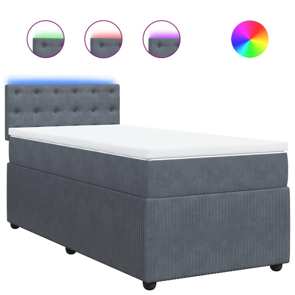 vidaXL Cama box spring con colchón terciopelo gris oscuro 100x200 cm