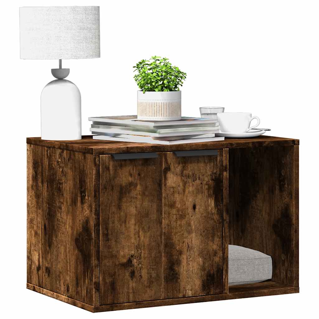 vidaXL Mueble arenero de gatos madera ingeniería 60x40x40 cm en color Negro/Gris hormigón/Madera antigua y más | almacenamiento funcional diseño moderno para baño dormitorio sala