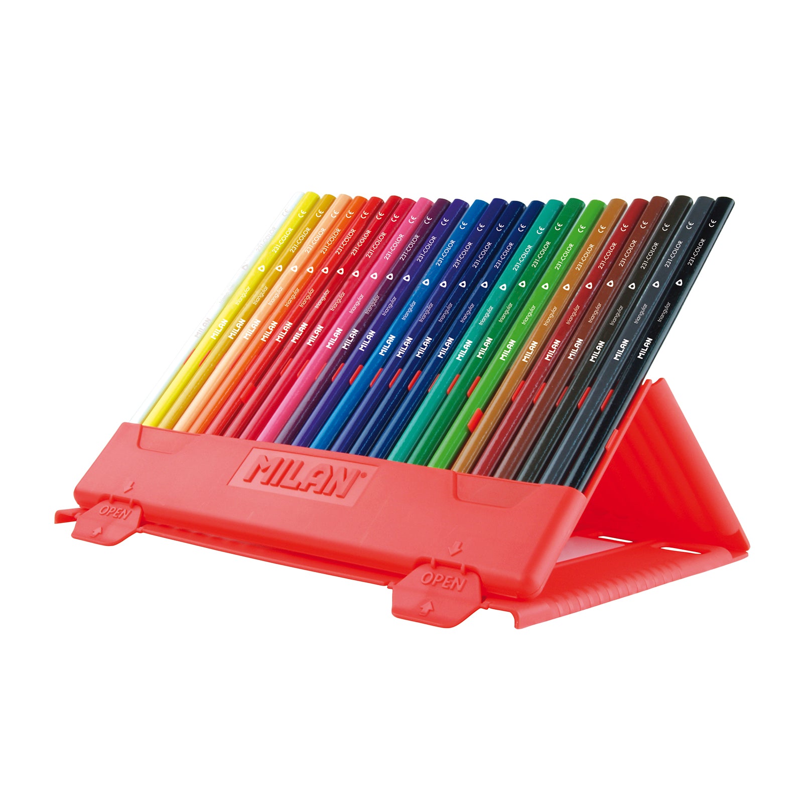 MILAN 0729324 - Estuche Flexible Flexibox 24 Lápices de Colores Triangulares, Madera Sostenible