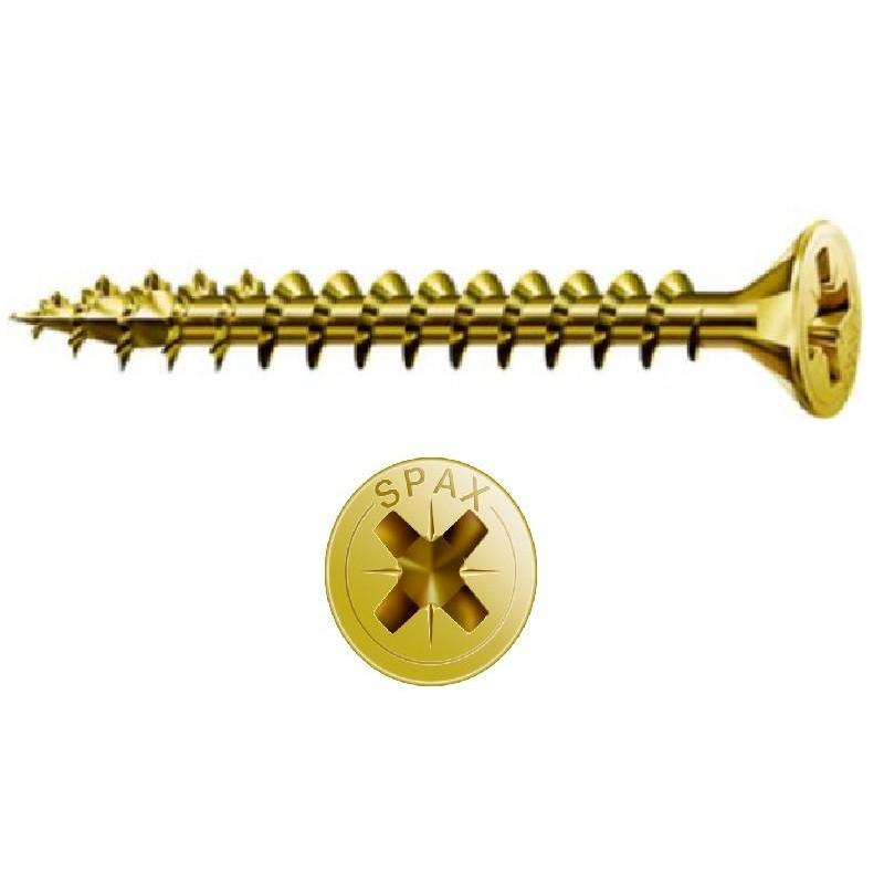 Tornillo rosca madera cabeza plana pozidriv spax yellow largo 60mm diámetro 4.5mm (caja 500)