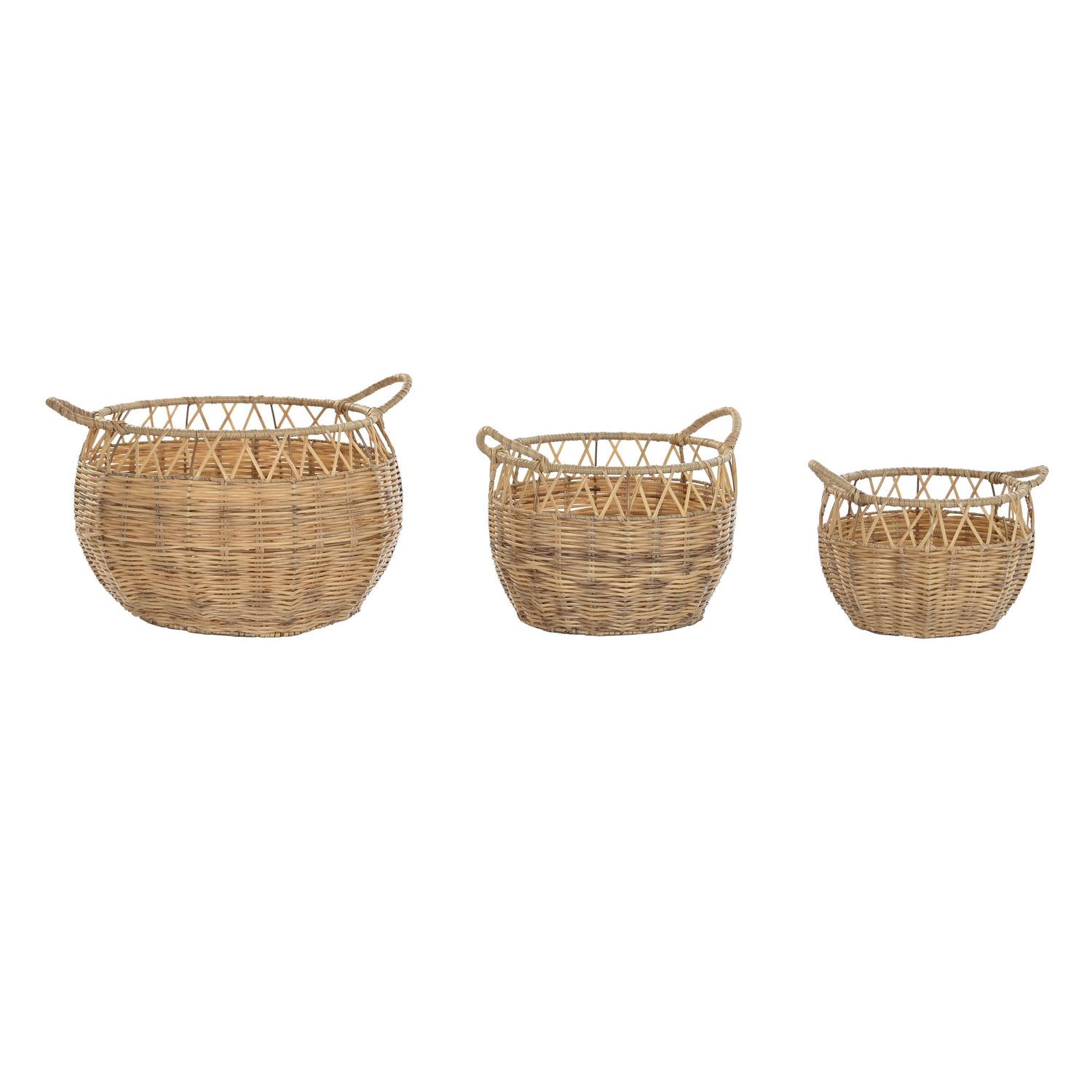 CESTA SET 3 PE METAL 38X38X34 NATURAL DC202053 - EL MEJOR COMPLEMENTO PARA TU HOGAR FIJALO