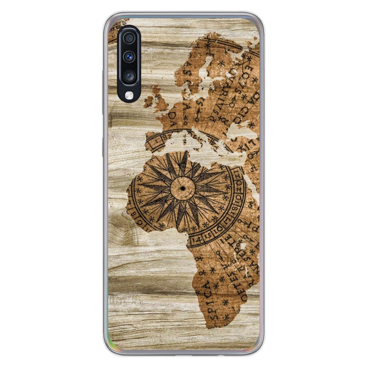 Tumundosmartphone Funda Gel Tpu para Samsung Galaxy A70 diseño Madera 07 Dibujos