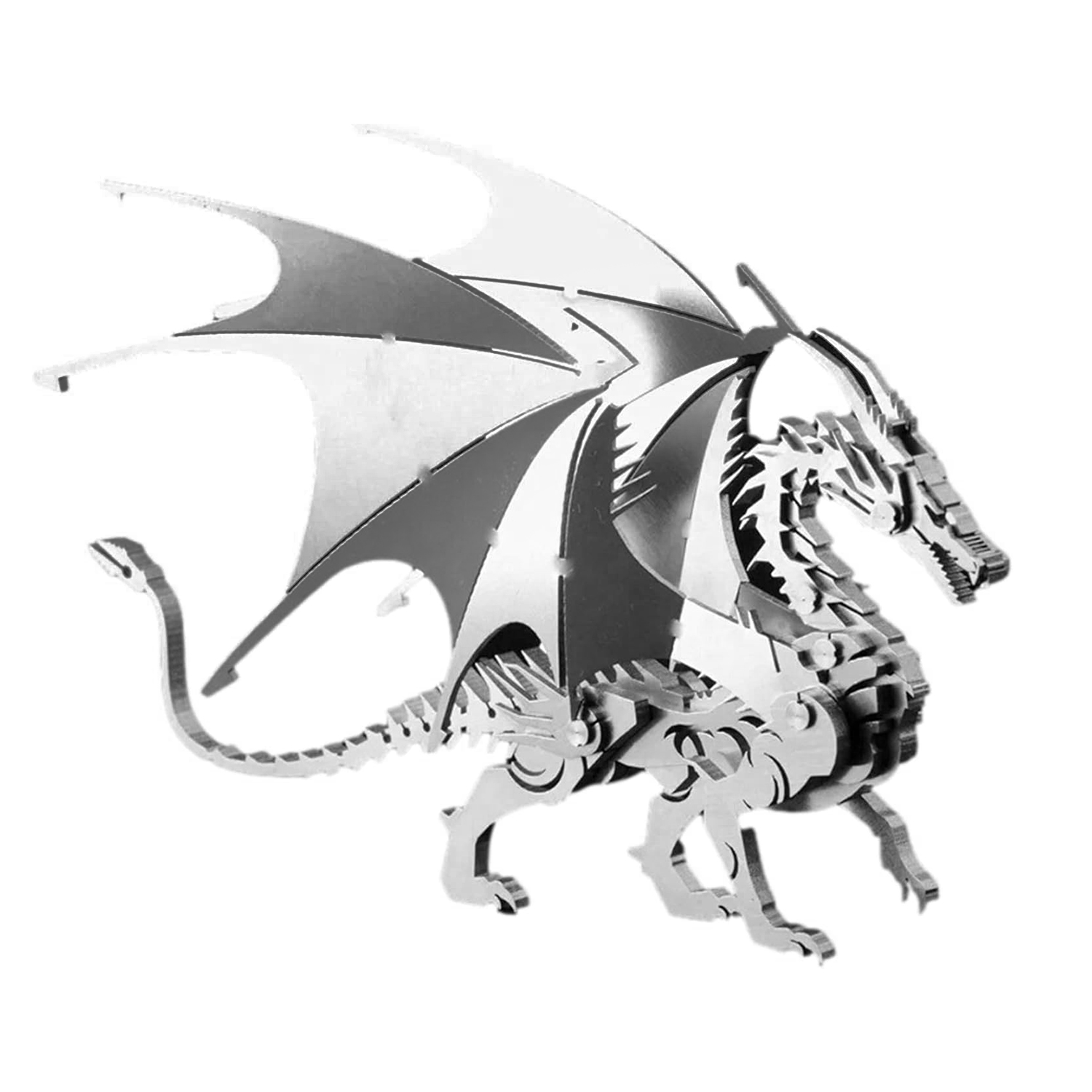 DAM. Maqueta 3D de acero inoxidable. Modelo Dragón. 13x6x9cm.