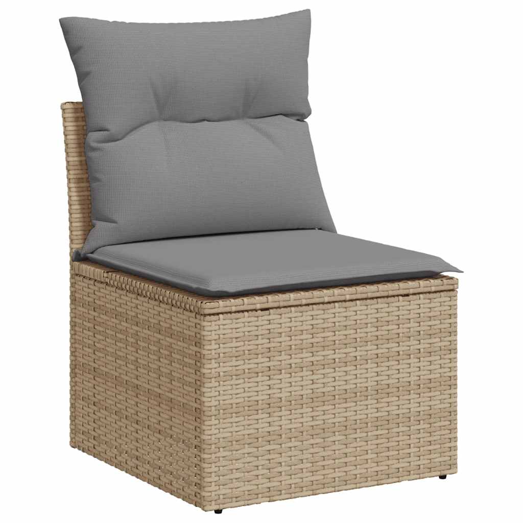 vidaXL Silla de jardín sin reposabrazos con cojines ratán PE beige