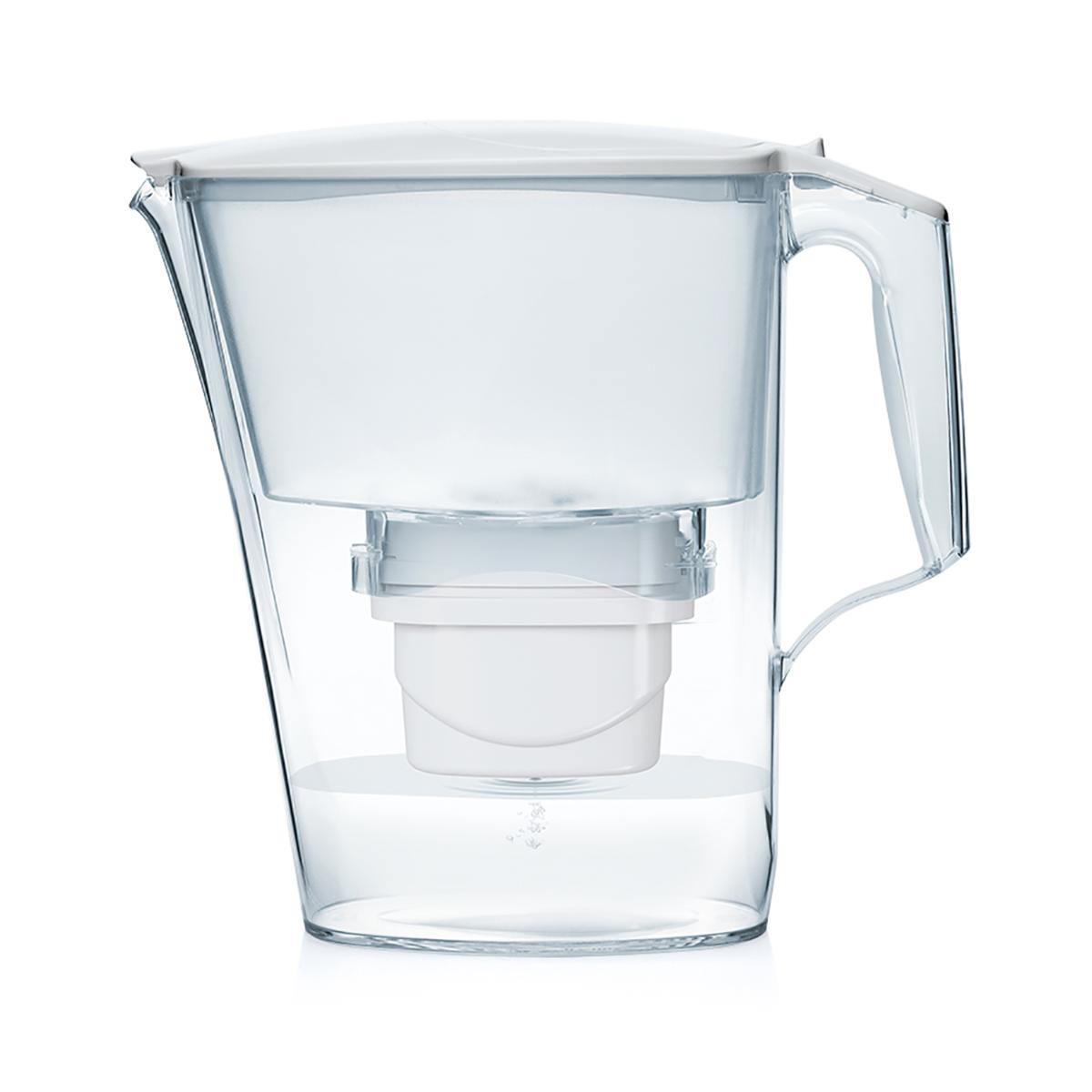 AQUA OPTIMA LISCIA EVOLVE Jarra Agua Con Filtro 2,5L Blanco Mate Mango ergónomico Transportable