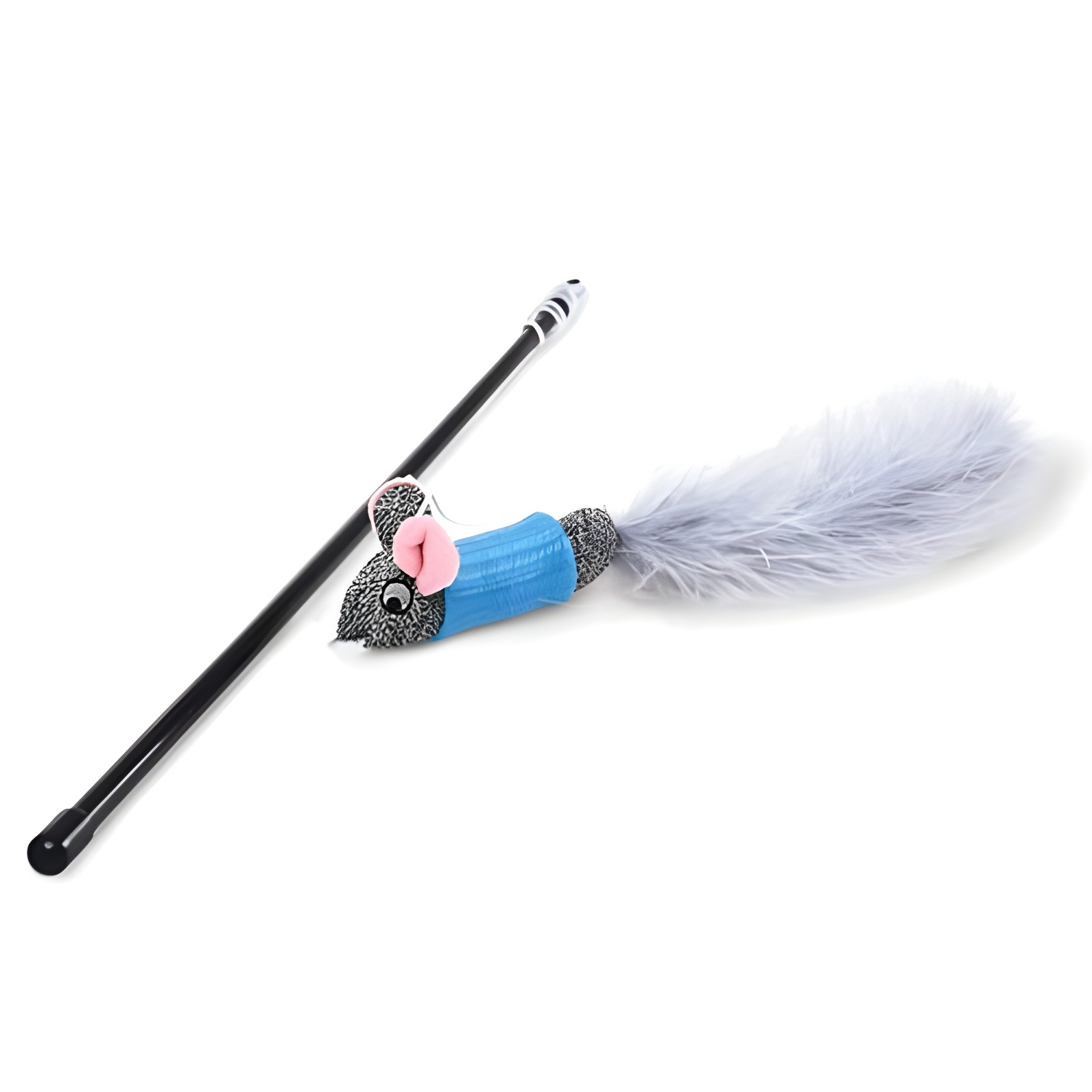 Ibañez Caña para Gatos Ratón con Plumas Juguete Estimulante para Gatos