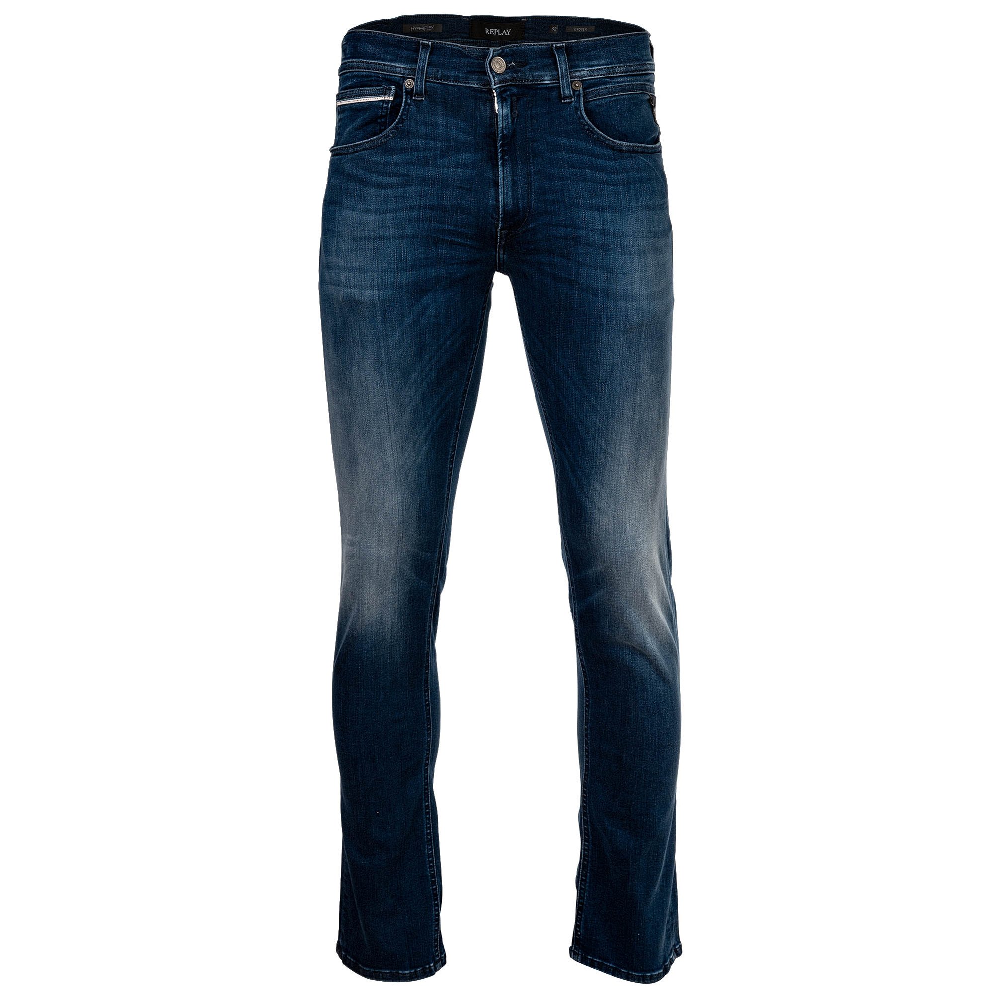 REPLAY Vaqueros para hombre - GROVER, largo 32, denim elástico, corte recto GROVER Pants