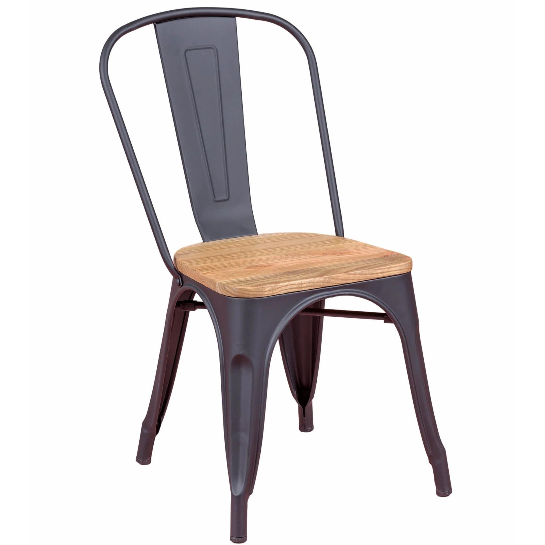 Nest Dream - Silla metálica con asiento de madera de olmo - Bistro