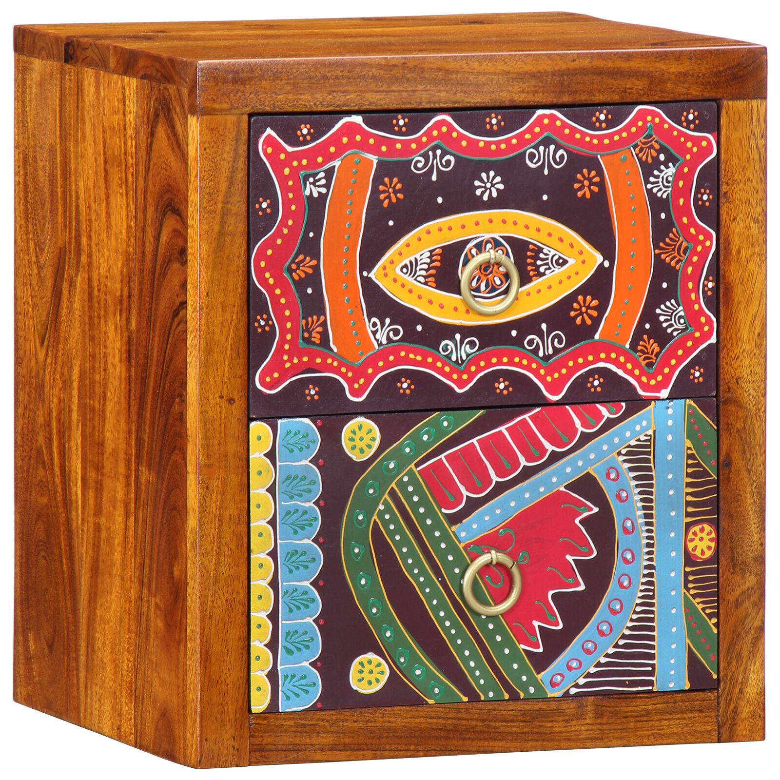Mesas de Noche vidaXL Multicolor, Madera Natural Madera de Sheesham Sólida