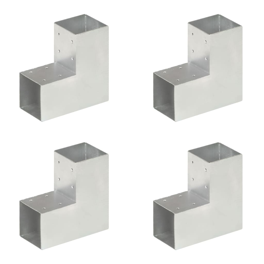 vidaXL Conectores de Postes en forma L (4 unidades) Metal Galvanizado Soporte Jardín Dimensiones 71 x 71 cm,  81 x 81 mm,  101 x 101 mm y mas