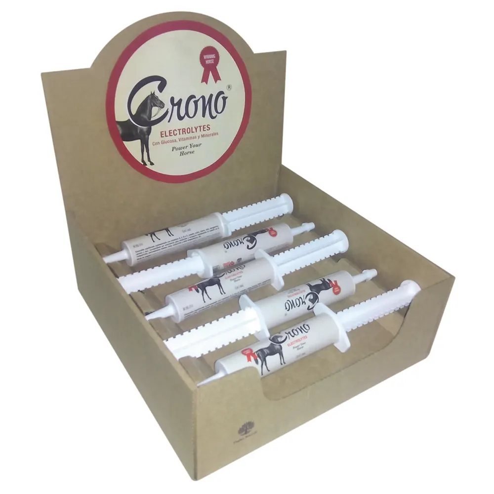 CRONO Electrolytes expositor de 10 jeringas de 30 ml suplemento en pasta para caballos Vetnova