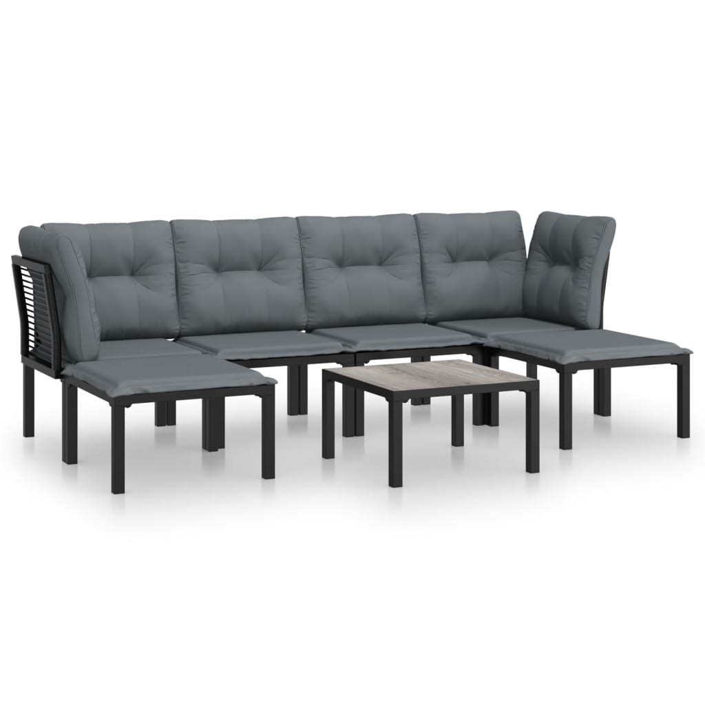 vidaXL Juego de muebles de jardín 7 pzas ratán sintético negro y gris