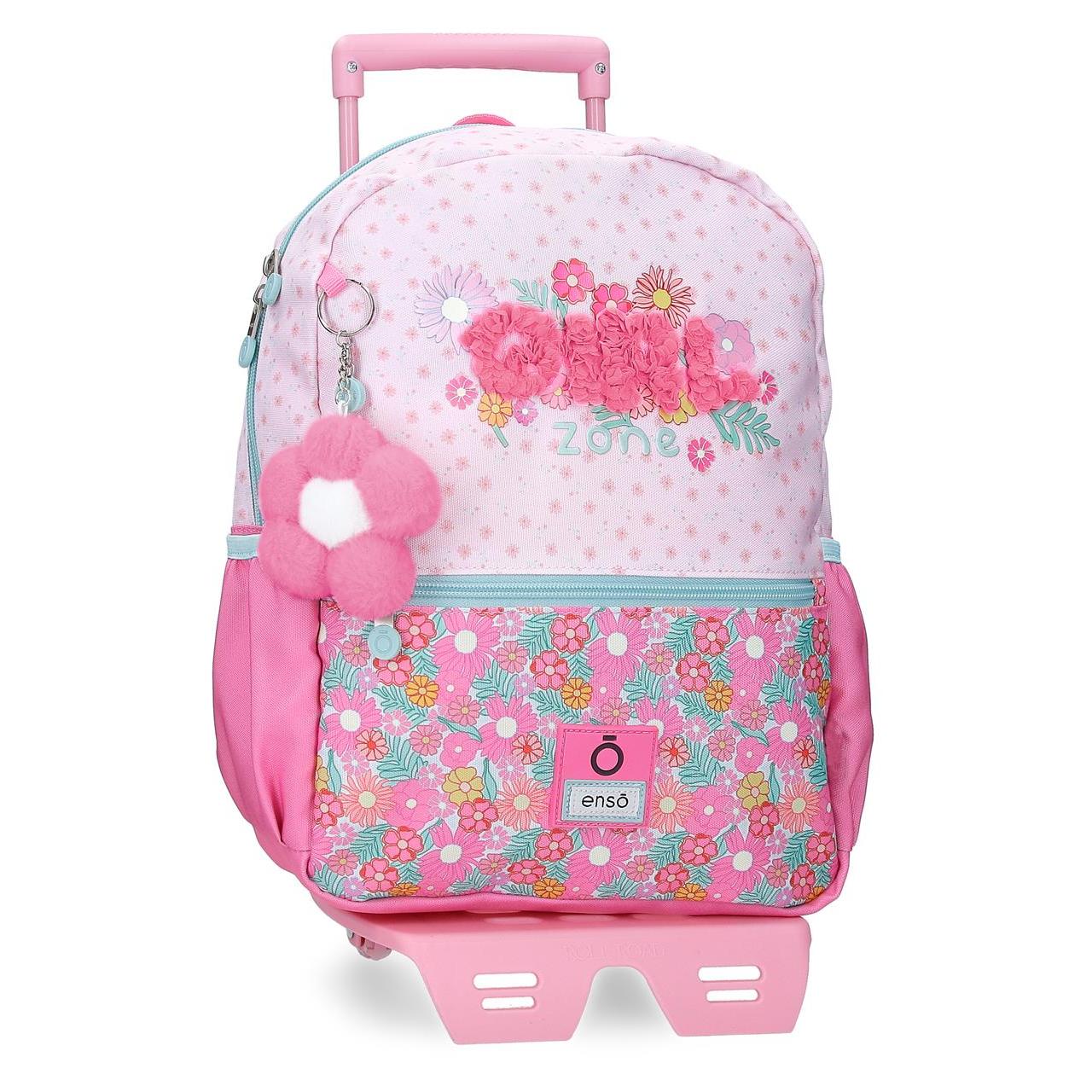 Mochila escolar con carro Enso Girl Zone 27x33x11cm Fucsia