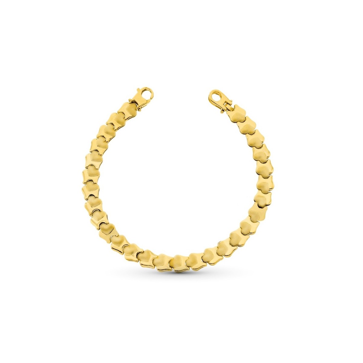Pulsera oro 18k mujer detalle corazones mate brillo mosquetón