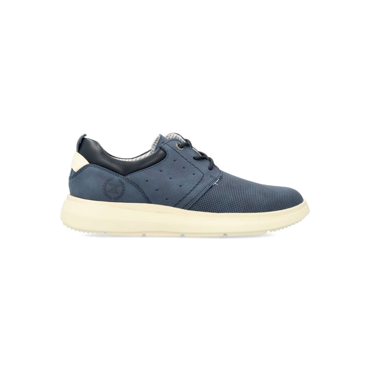 XTI - Zapato oxford de vestir casual para hombre, fabricado en material sintético suave con suela de goma flexible y plantilla acolchada, color marino, certificado vegano