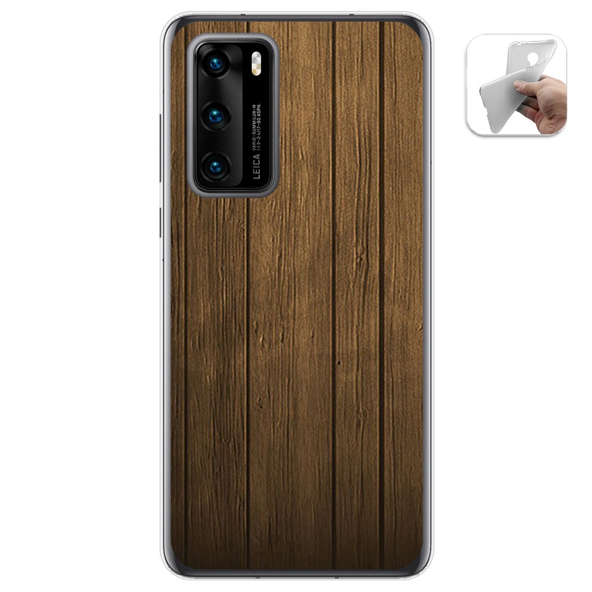Tumundosmartphone Funda Gel Tpu para Huawei P40 diseño Madera Dibujos