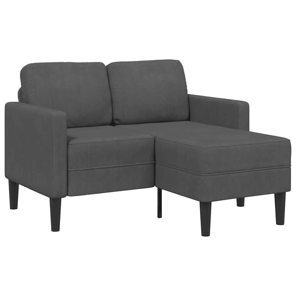 vidaXL Sofá de 2 plazas con chaise longue en forma de L, gris oscuro, 125 cm, lino