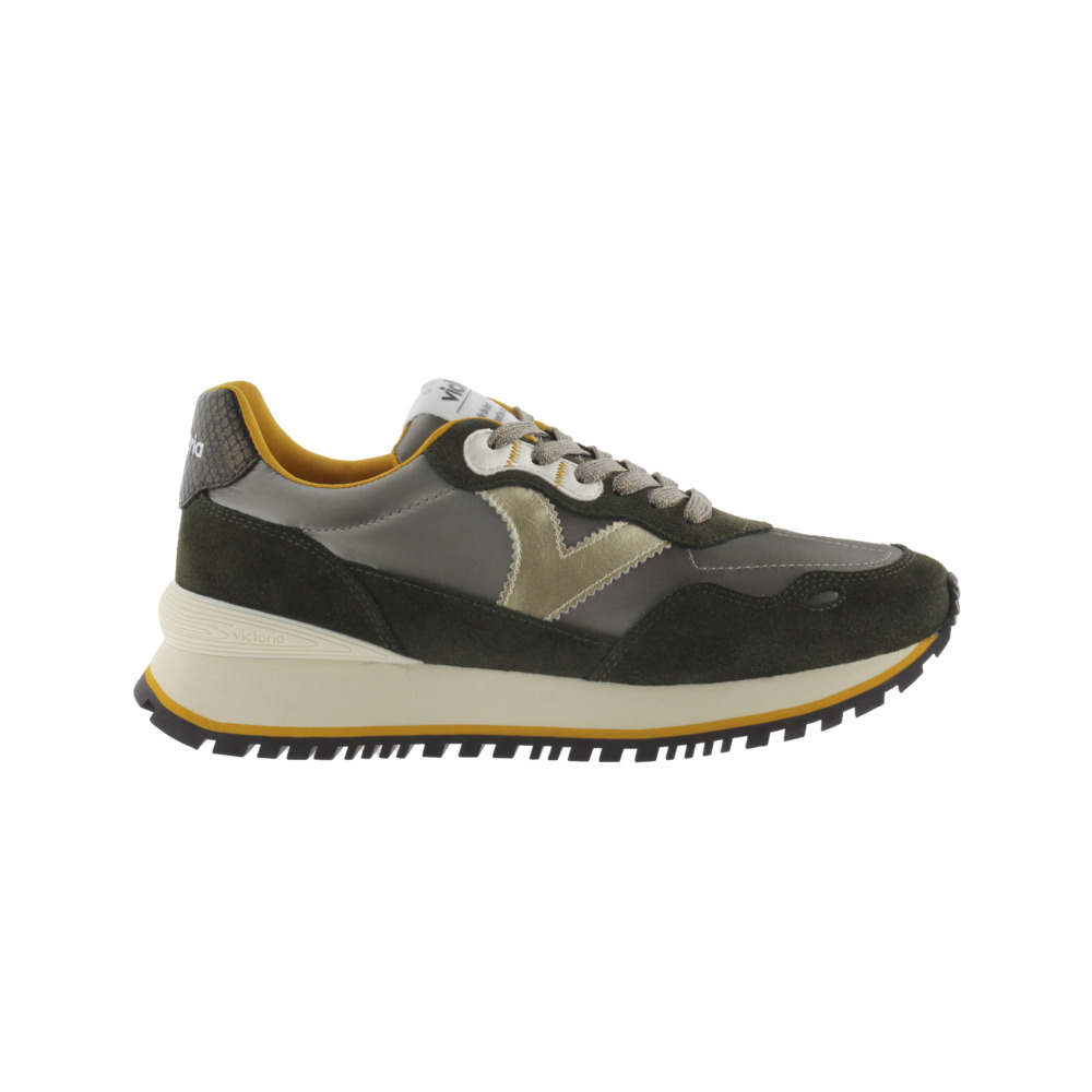 Victoria Viento Zapatillas de nylon metalizado con piezas de serraje al tono y suela dentada 1157115