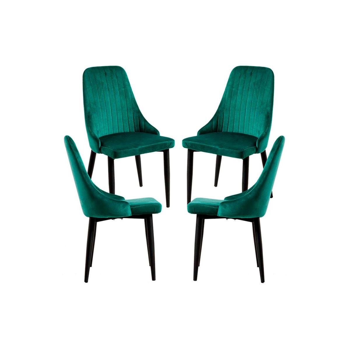 Regalos Miguel - Packs Sillas Comedor - Pack 4 Sillas Kan Terciopelo - Verde