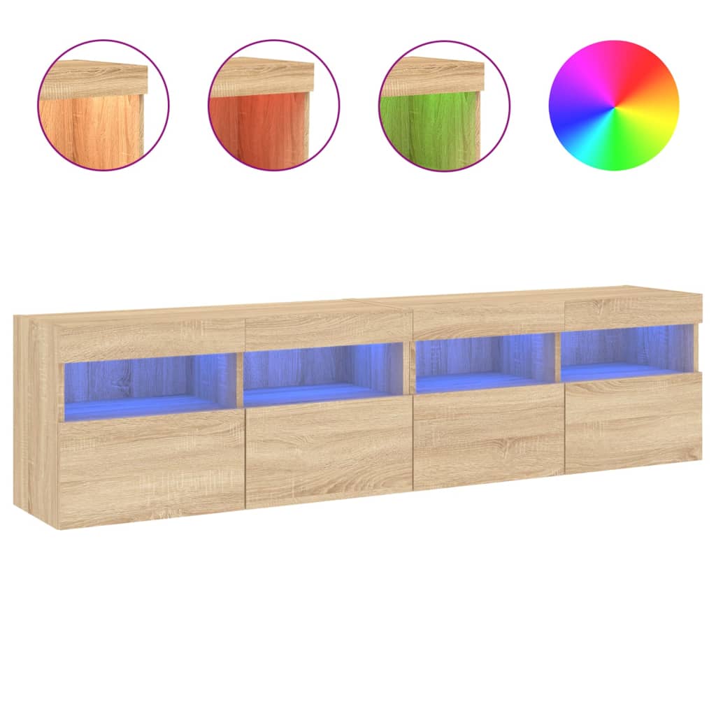 vidaXL Muebles TV de pared luces LED 2 uds 80x30x40 cm, Mueble de Salon, Mueble TV, Mueble TV salon, Mesa de TV, Mueble tele