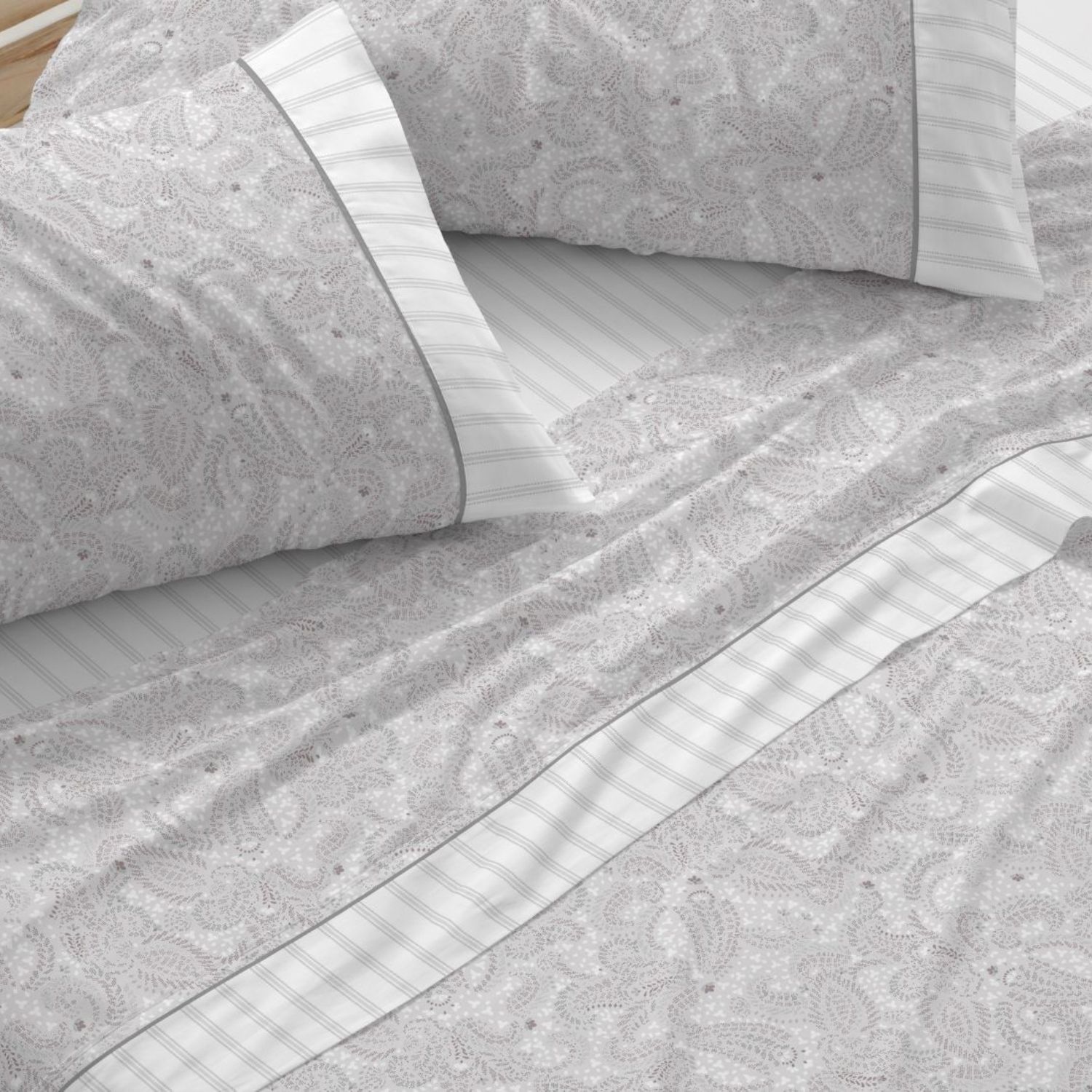 Juego Sábanas BURRITO BLANCO 100% Algodón Extrasuave Diseño Paisley Azul - Larga Duración, Anti-Pilling - Cama 90-200cm