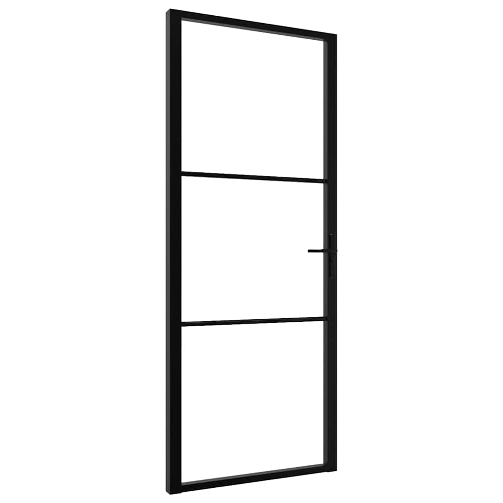 vidaXL Puerta interior vidrio ESG y aluminio negro 83x201,5 cm