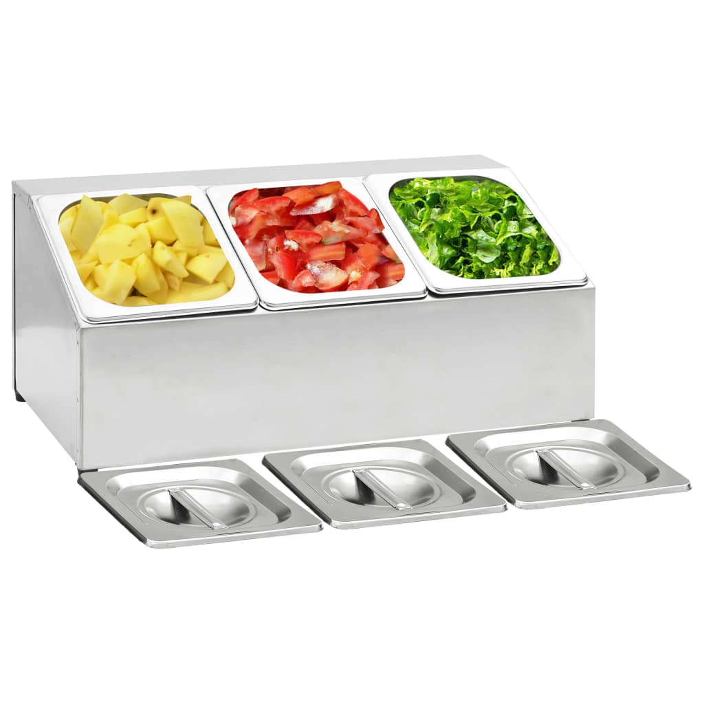 vidaXL Soporte Bandeja Gastronorm con 1/6 Acero Inoxidable Barra Dimensiones 22.5x49.7x21.5 cm (3 bandejas),  40x34x25 cm (4 bandejas),  22.5x66x21.5 cm (4 bandejas) y mas