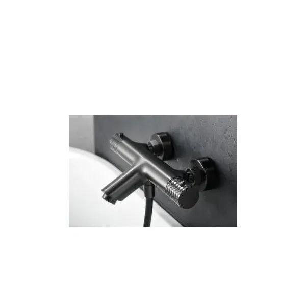 IMEX GENOVA BTG053-4BGM Grifería termostática para bañera y ducha hecha de latón con acabado negro metalizado