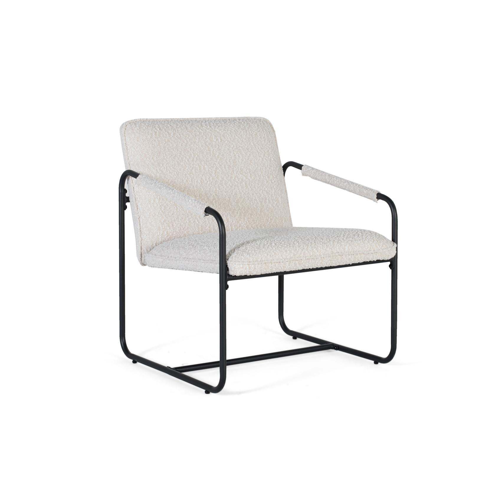 Set de dos sillones tapizados en tela beige y acolchados76X64X74