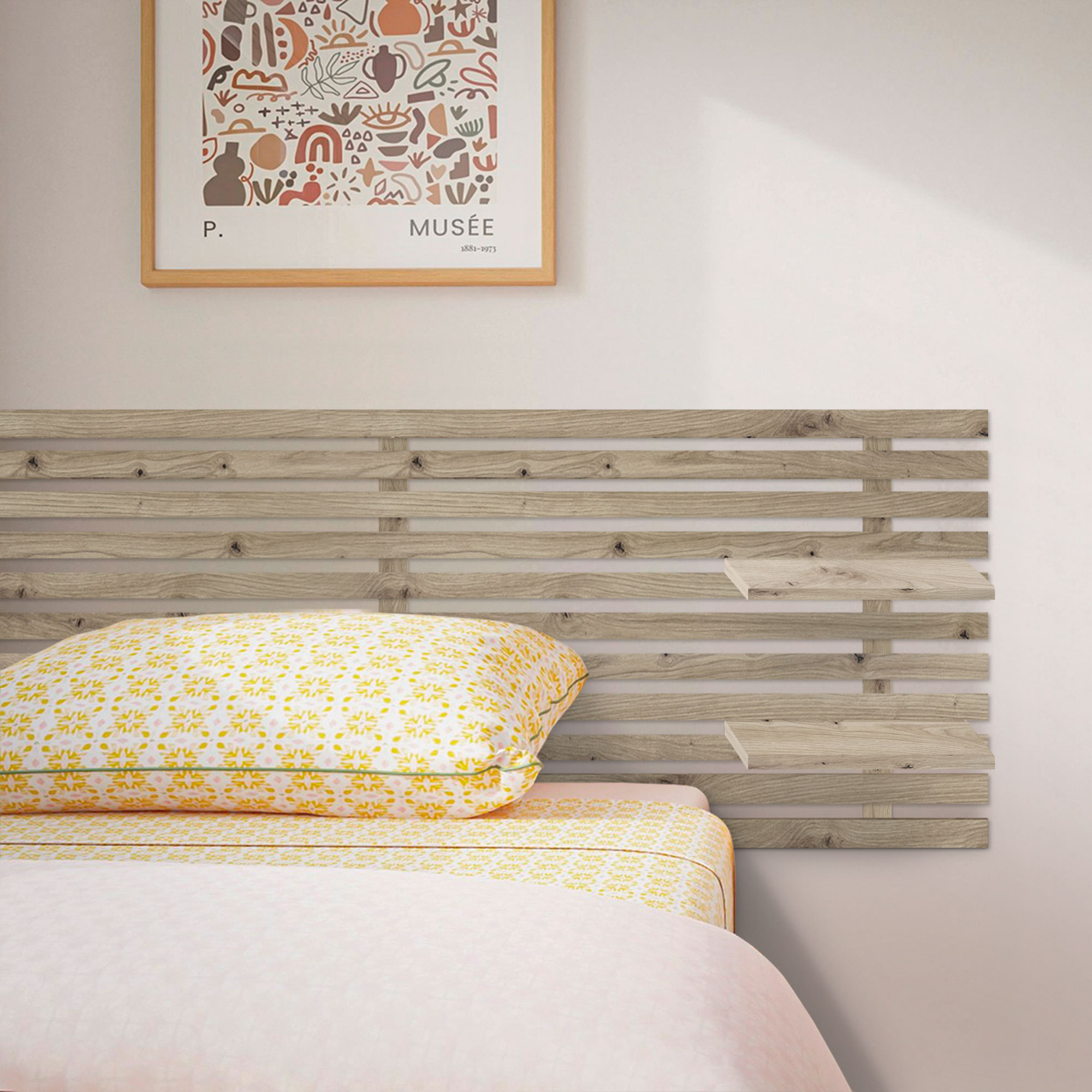 Cabecero con Estantes de Madera reciclada DM Colgante Pared Estilo Palet Japones