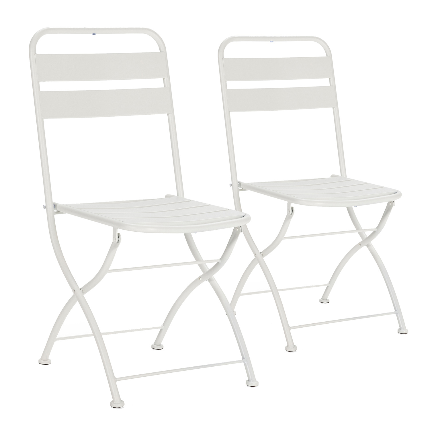 VS Venta-Stock Pack 2 sillas de Jardín Plegables Perla de Metal en Blanco