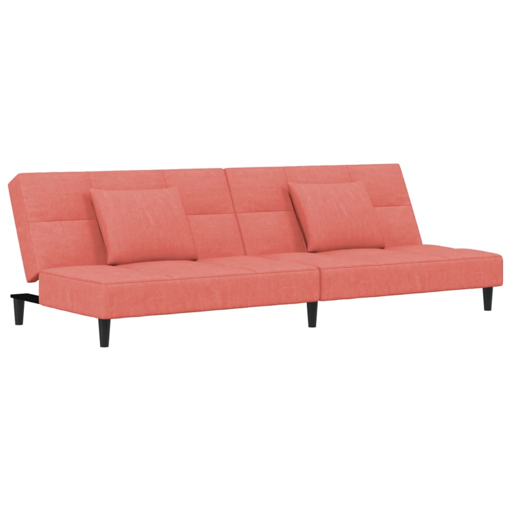 vidaXL Sofá cama de 2 plazas con dos almohadas terciopelo rosa