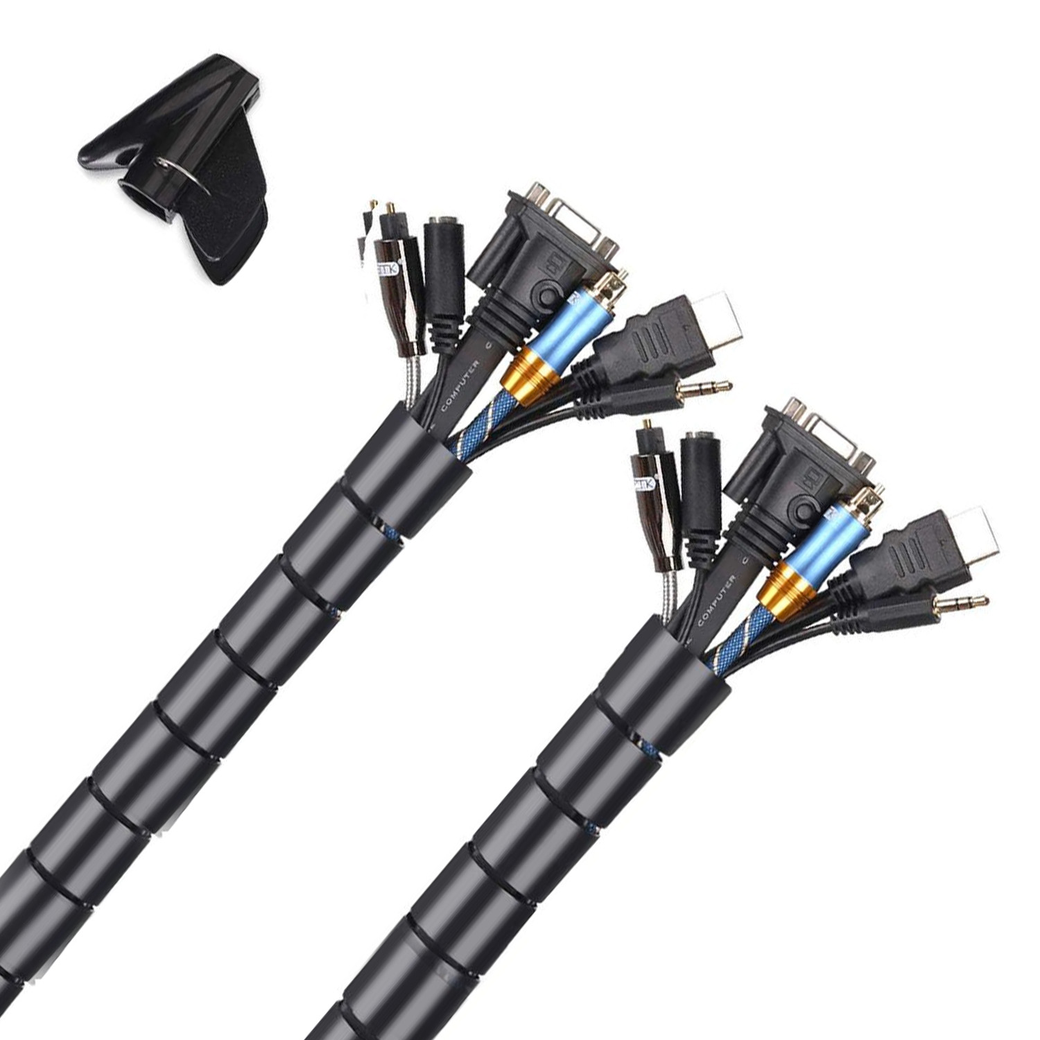 Nanocable ORGANIZADOR NEGRO PARA CABLES EN EL HOGAR, ORGANIZA CABLES FLEXIBLE 25MM 2M NEGRO