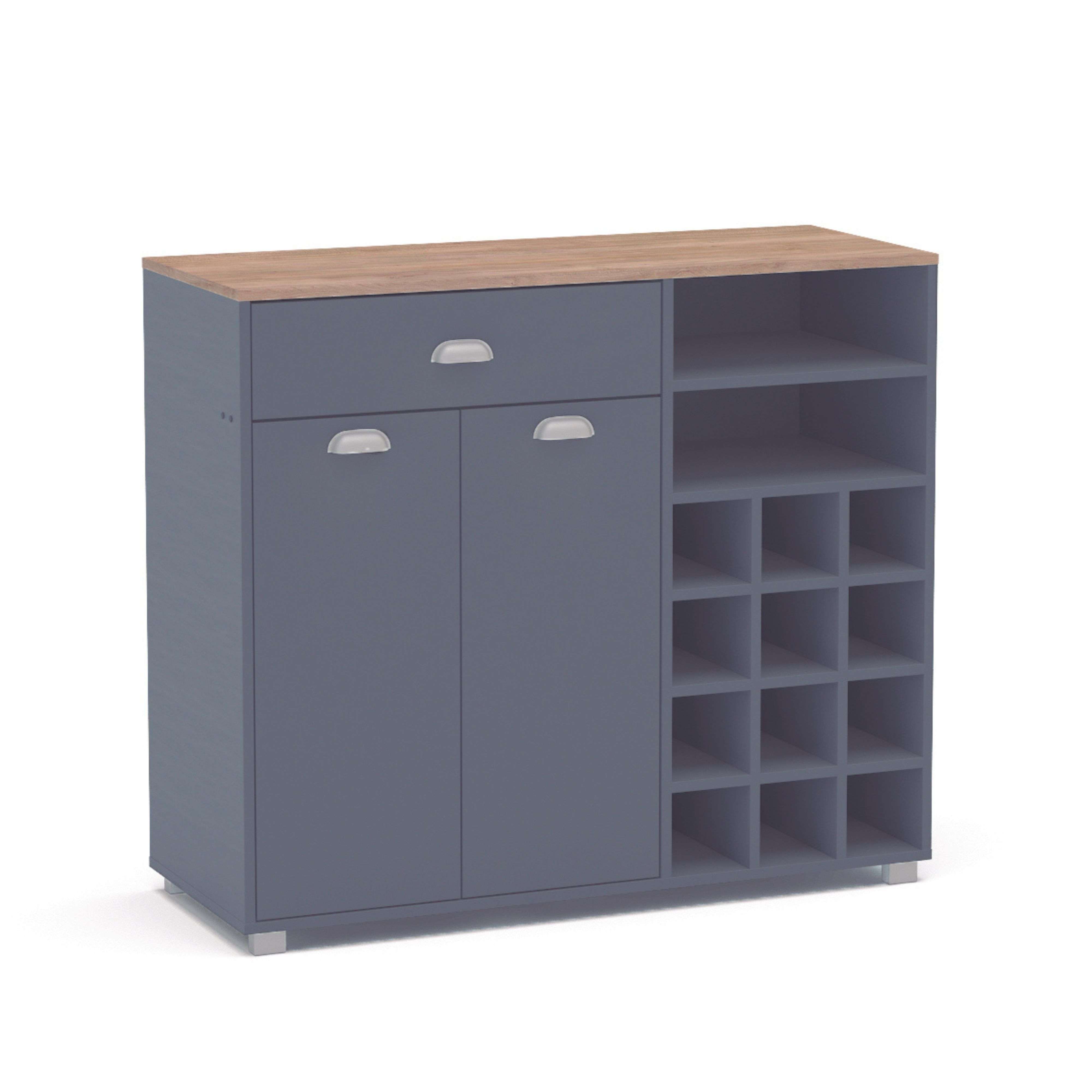 Miroytengo Asfeld Buffet Cocina Botellero Color Gris Grafito Mueble Auxiliar Almacenaje 90x103x40 cm