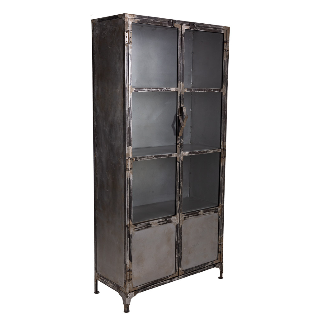 Wonderlust Deco - Vitrina de metal negra 90x40x190 Gris 90x40x190h cm