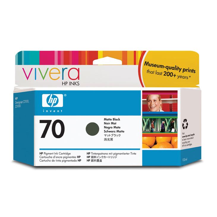 HP - Cartucho de tinta C9448A (nº 70) negro mate original para impresoras de inyección HP, negros profundos y uniformes sin brillos para documentos corporativos